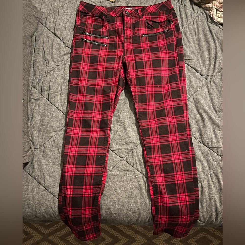 Hot Topic Plaid High Rise Super Skinny Jeans